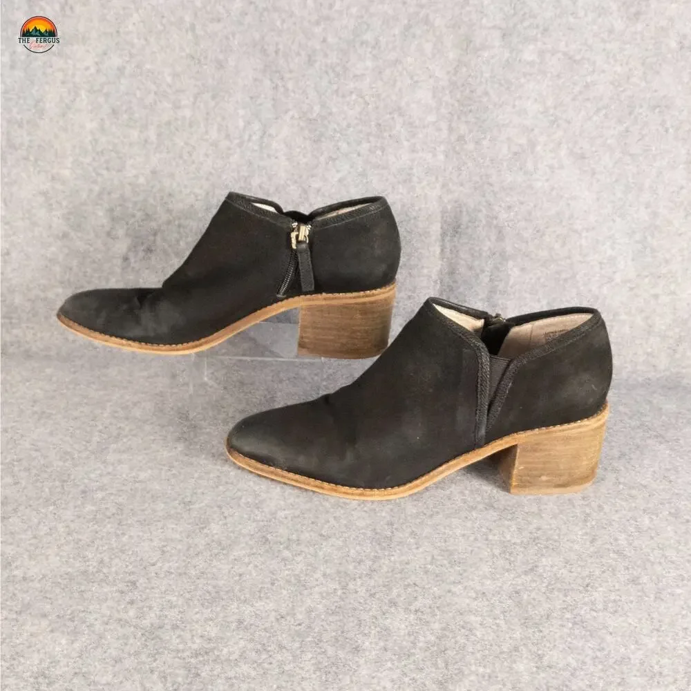 Caslon Ankle Booties Black Leather Block Heel Cottagecore Fall Style Women's 9M